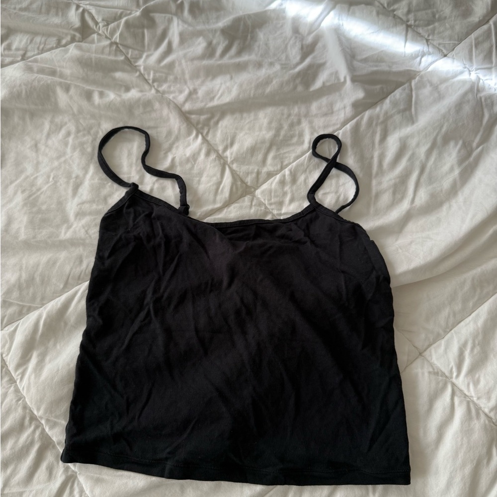 SKIMS SLEEP STRAIGHT NECK CROPPED CAMI | ONYX